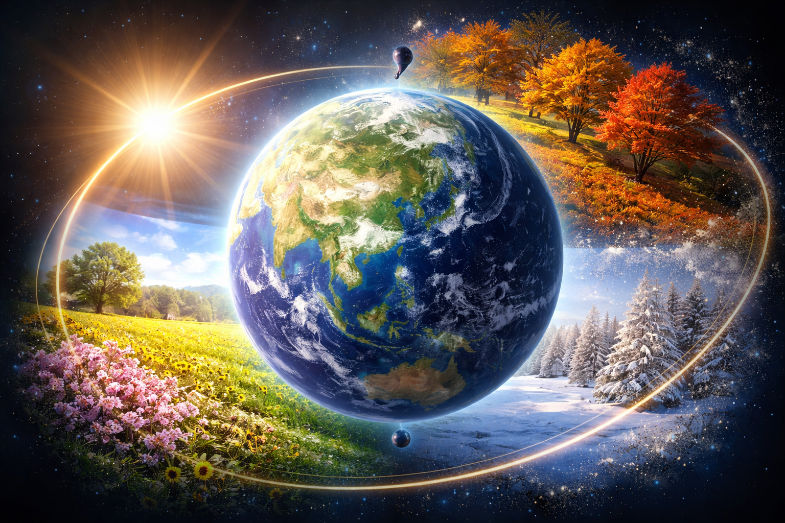 季節の主因は「地軸の傾き」と「公転」です