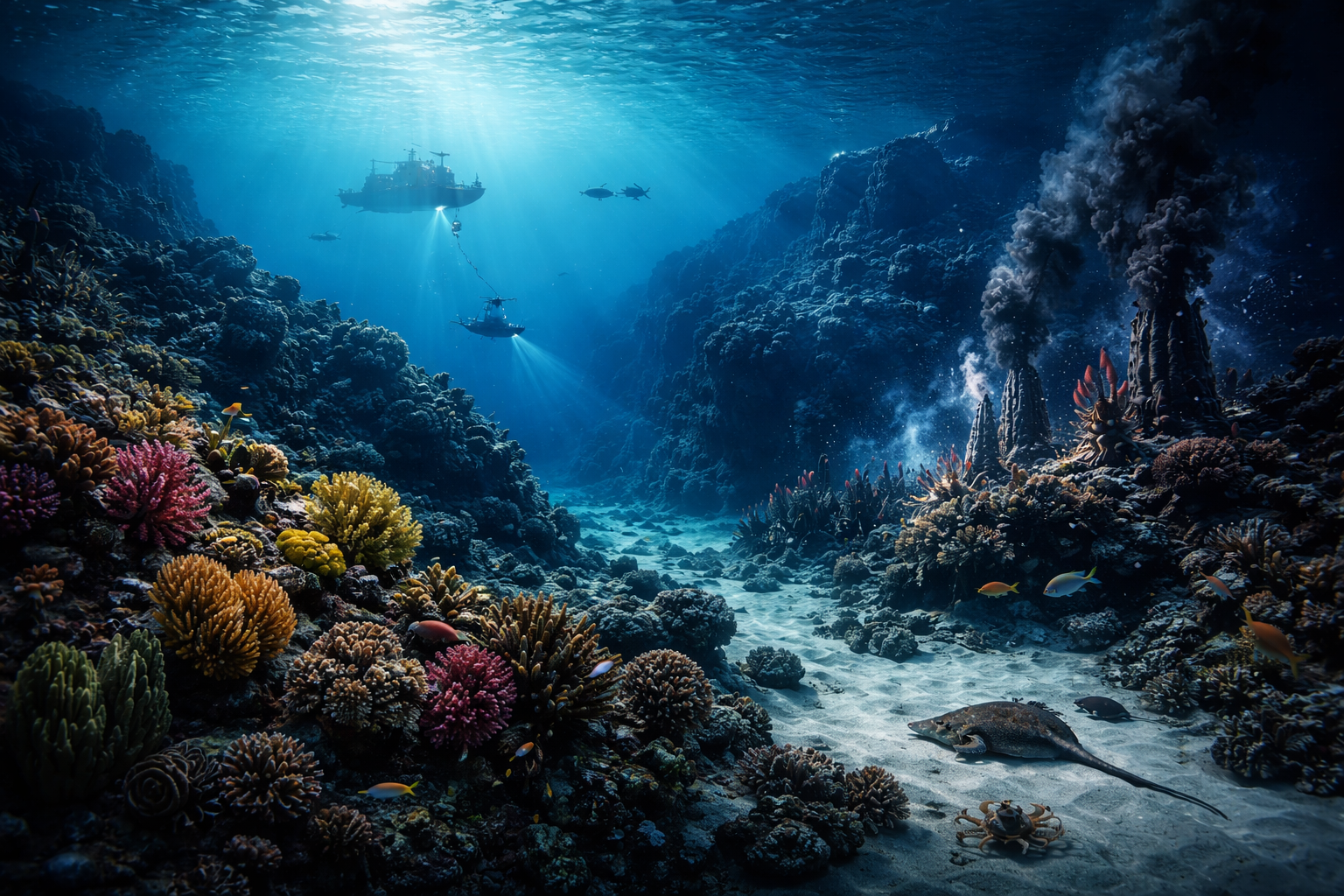 海底の姿がわかる具体的なシーンは、地形・生態系・人間活動の3つで整理できます