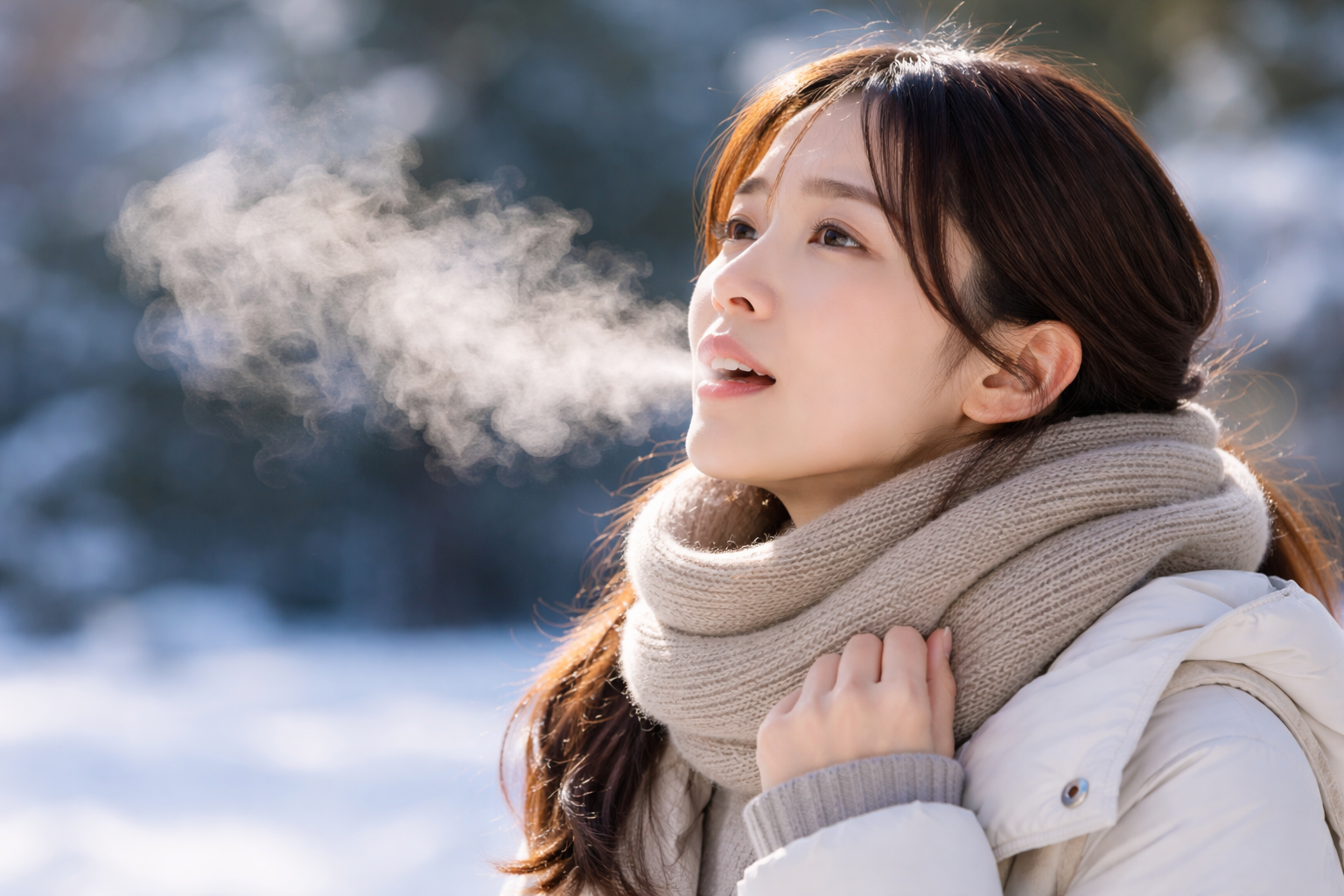 白い息の正体は「水蒸気が水滴になったもの」です