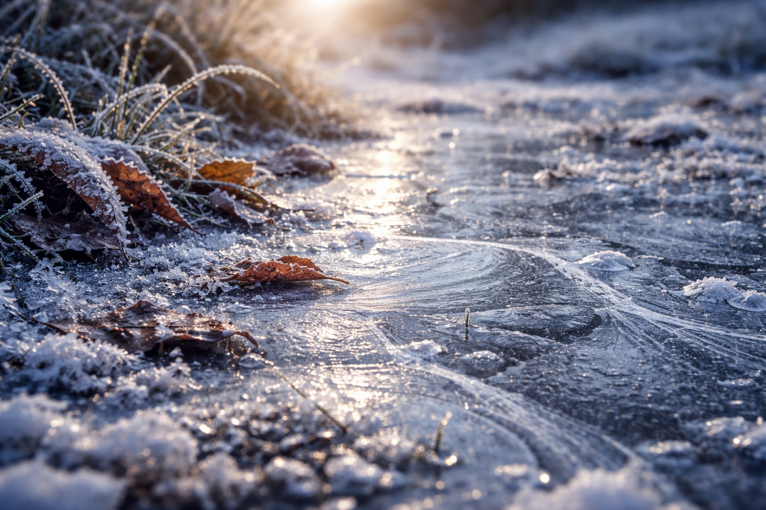 冬に地面が凍るのは「水分」と「地面温度」が0℃前後まで下がるからです